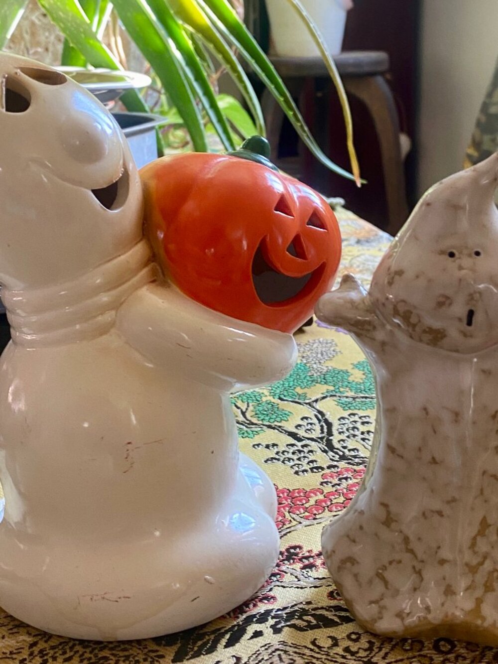 Vintage 1990s Ceramic Ghost Tealight / Votive Candle Holders — Set of 2